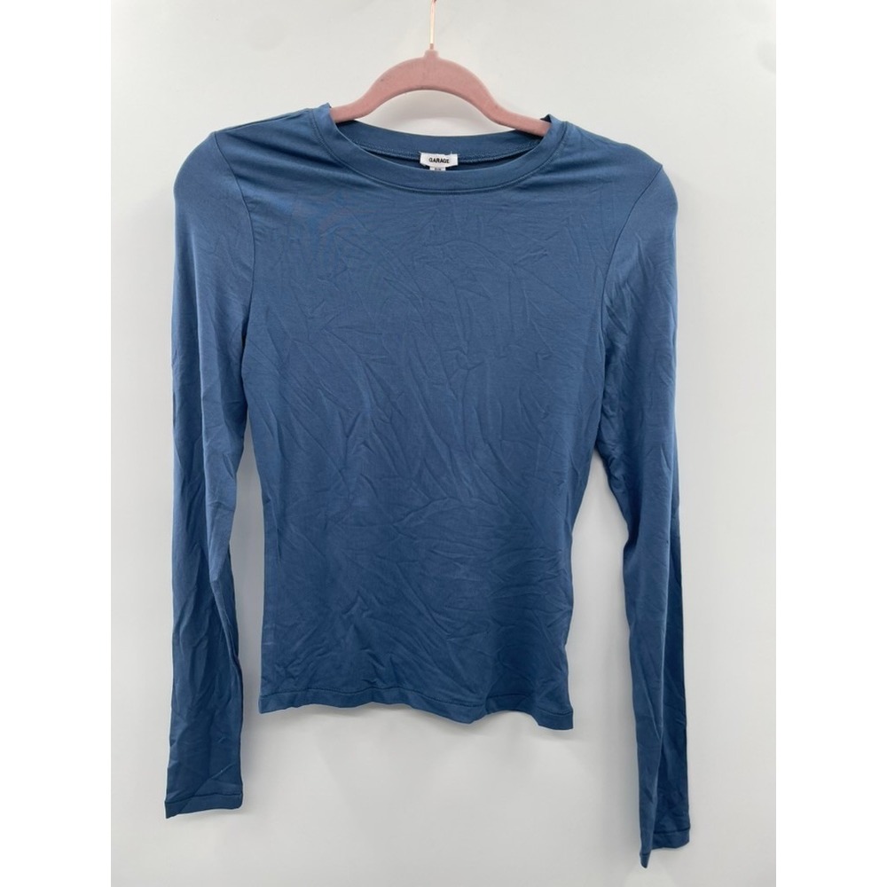 NWT Garage Smooth LS Shirt Women's Small Icon Blue Pullover Long Sleeve Casual‎